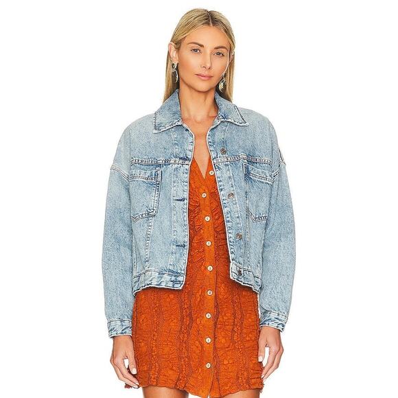 Free People Opal Swing Denim Jacket - L - Picture 6 of 6